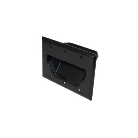 Cable Wholesale 3-Gang Recessed Low Voltage Cable Plate, Black 45-0003-BK